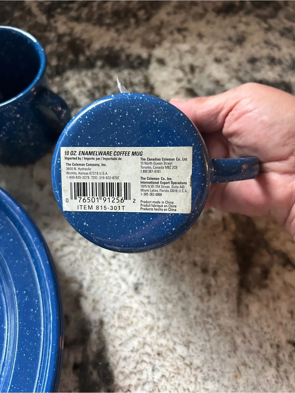 Coleman Blue Speckle Enamel Campware Set with Coffee Pot & Spoons